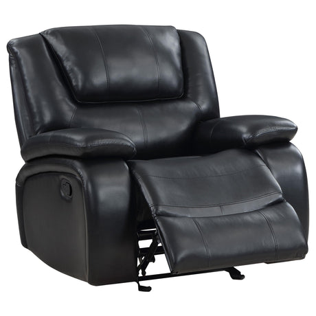 Camila 3-piece Upholstered Motion Reclining Sofa Set Black 610244-S3 - Ella Furniture