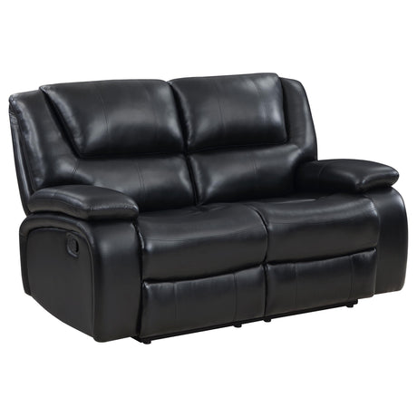 Camila 3-piece Upholstered Motion Reclining Sofa Set Black 610244-S3 - Ella Furniture