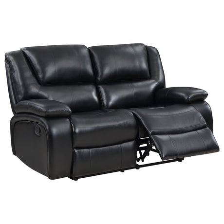 Camila 3-piece Upholstered Motion Reclining Sofa Set Black 610244-S3 - Ella Furniture