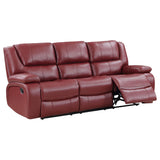 Camila 3-piece Upholstered Reclining Sofa Set Red 610241-S3 - Ella Furniture