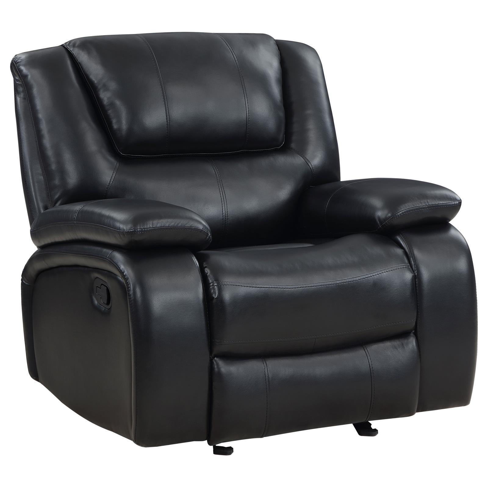 Camila Upholstered Glider Recliner Chair Black 610246 - Ella Furniture