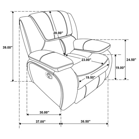 Camila Upholstered Glider Recliner Chair Black 610246 - Ella Furniture