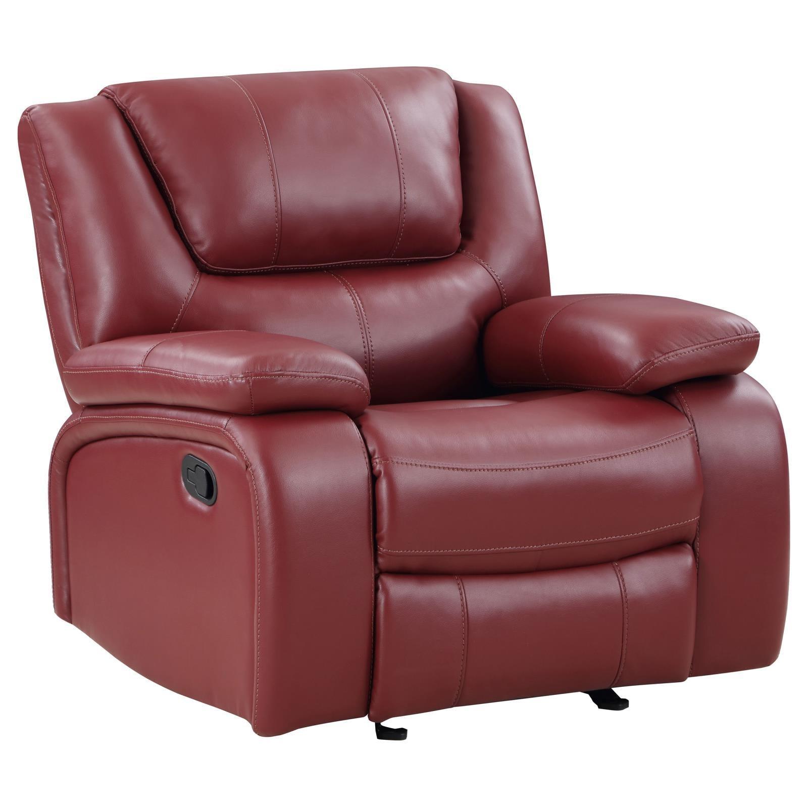 Camila Upholstered Glider Recliner Chair Red Faux Leather 610243 - Ella Furniture