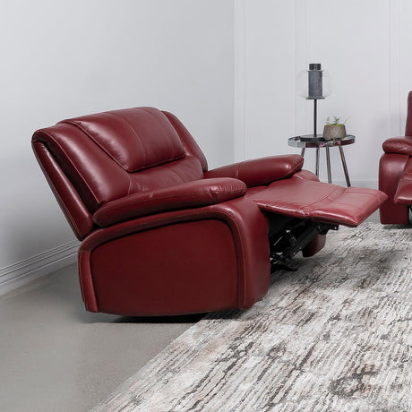 Camila Upholstered Glider Recliner Chair Red Faux Leather 610243 - Ella Furniture