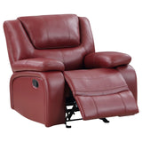 Camila Upholstered Glider Recliner Chair Red Faux Leather 610243 - Ella Furniture