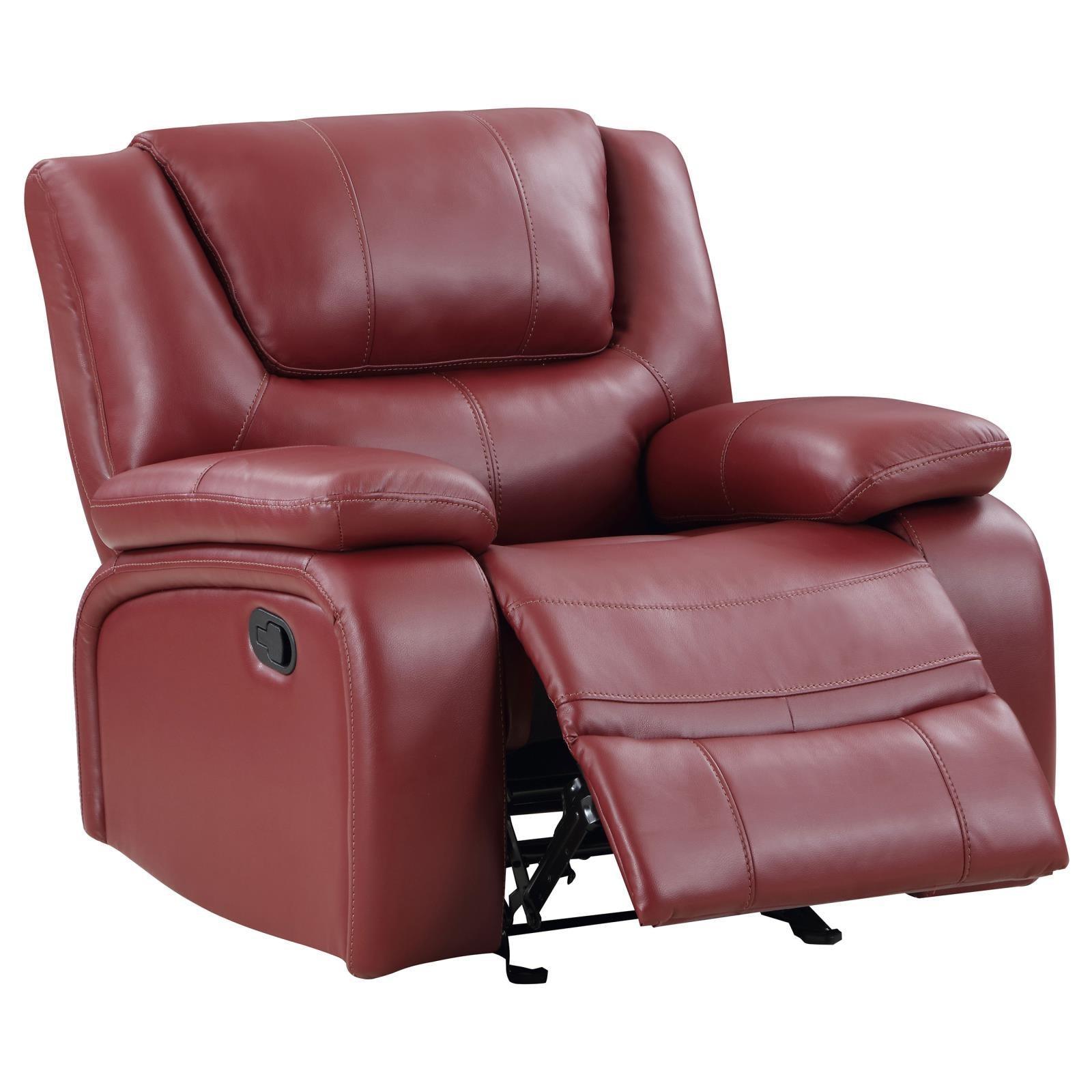 Camila Upholstered Glider Recliner Chair Red Faux Leather 610243 - Ella Furniture