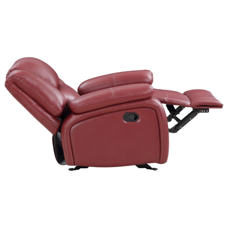 Camila Upholstered Glider Recliner Chair Red Faux Leather 610243 - Ella Furniture