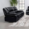 Camila Upholstered Motion Reclining Loveseat Black 610245 - Ella Furniture