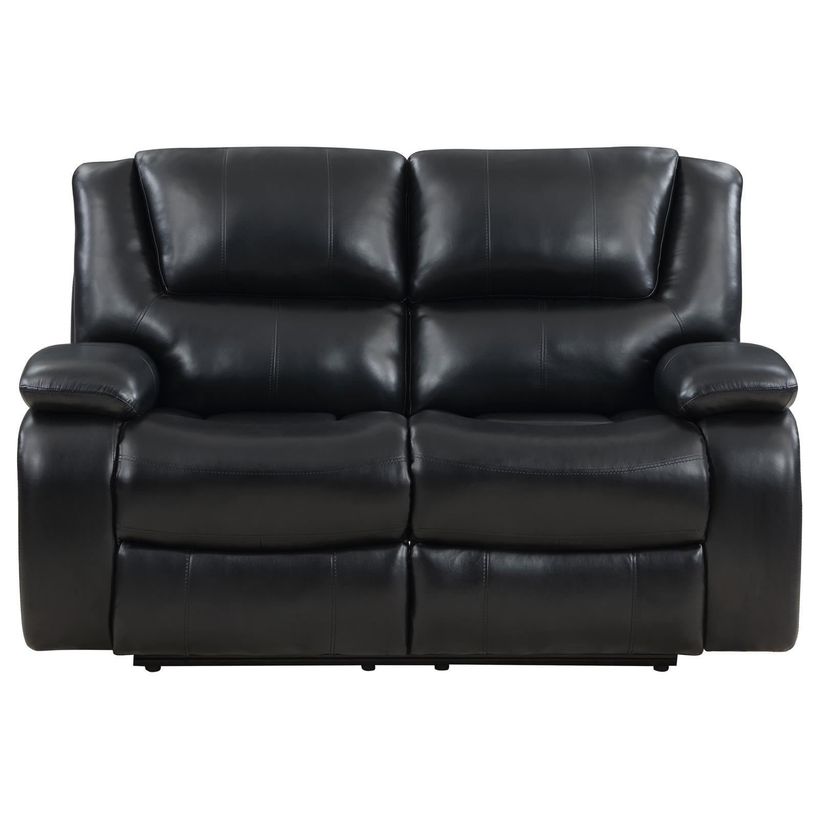 Camila Upholstered Motion Reclining Loveseat Black 610245 - Ella Furniture