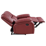 Camila Upholstered Motion Reclining Loveseat Red Faux Leather 610242 - Ella Furniture