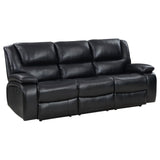 Camila Upholstered Motion Reclining Sofa Black 610244 - Ella Furniture