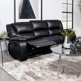 Camila Upholstered Motion Reclining Sofa Black 610244 - Ella Furniture