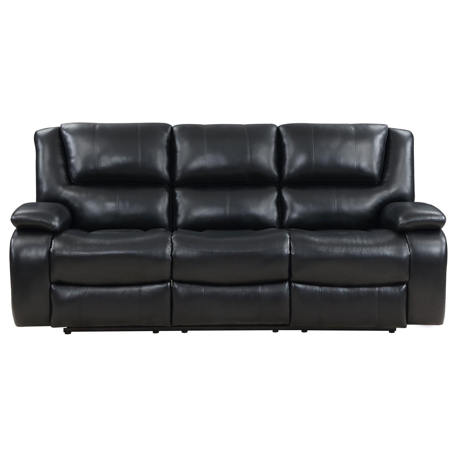 Camila Upholstered Motion Reclining Sofa Black 610244 - Ella Furniture