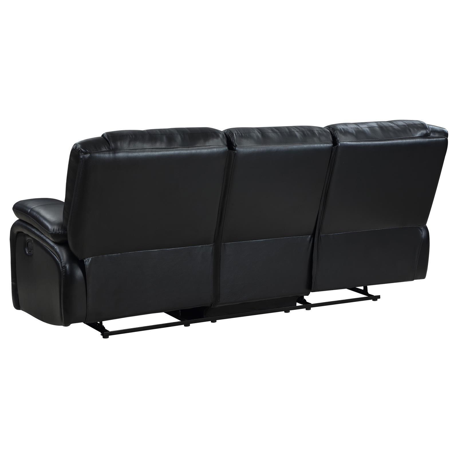 Camila Upholstered Motion Reclining Sofa Black 610244 - Ella Furniture
