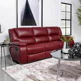 Camila Upholstered Motion Reclining Sofa Red Faux Leather 610241 - Ella Furniture