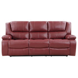 Camila Upholstered Motion Reclining Sofa Red Faux Leather 610241 - Ella Furniture
