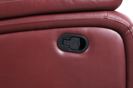 Camila Upholstered Motion Reclining Sofa Red Faux Leather 610241 - Ella Furniture