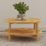 Camillo Round Solid Wood Coffee Table Maple Brown 709698 - Ella Furniture