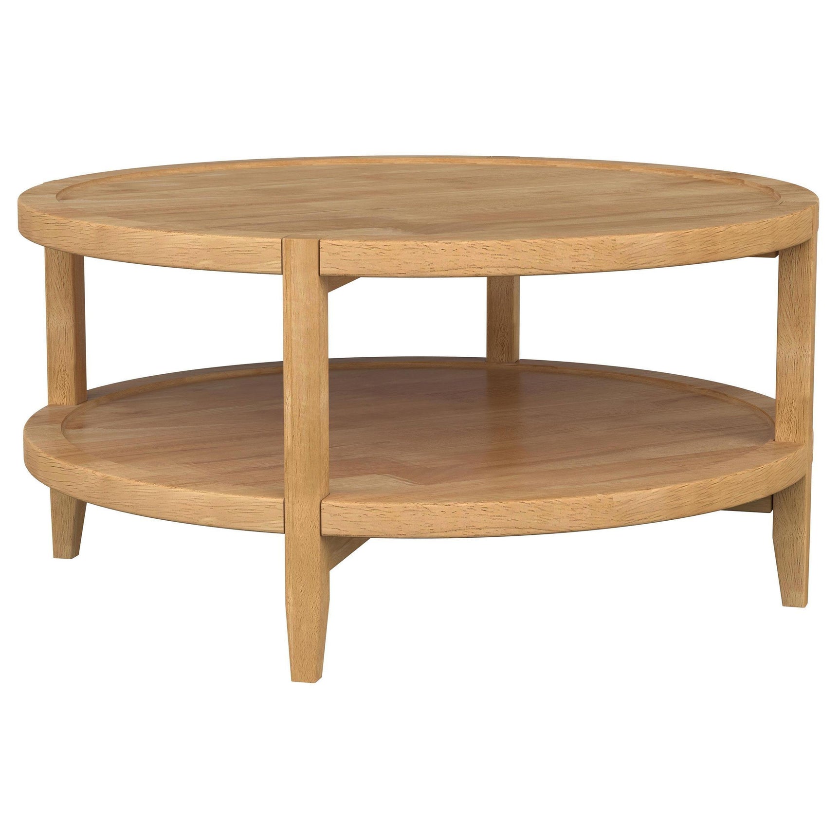 Camillo Round Solid Wood Coffee Table Maple Brown 709698 - Ella Furniture