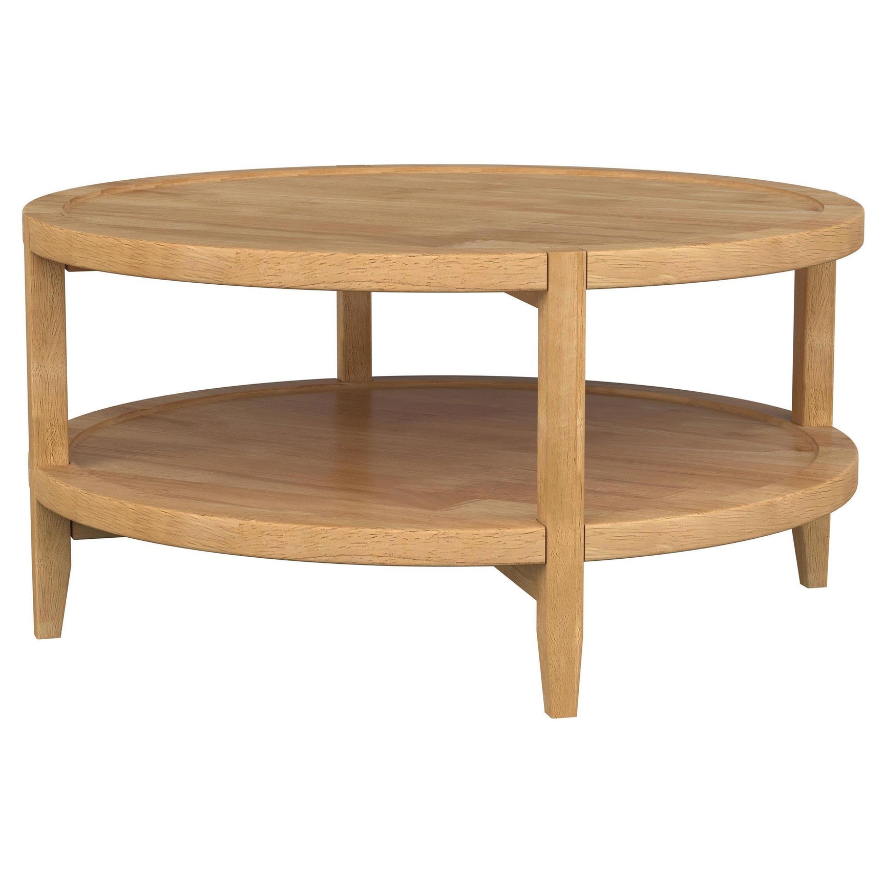 Camillo Round Solid Wood Coffee Table Maple Brown 709698 - Ella Furniture