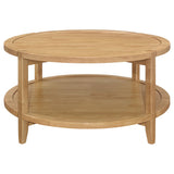 Camillo Round Solid Wood Coffee Table Maple Brown 709698 - Ella Furniture