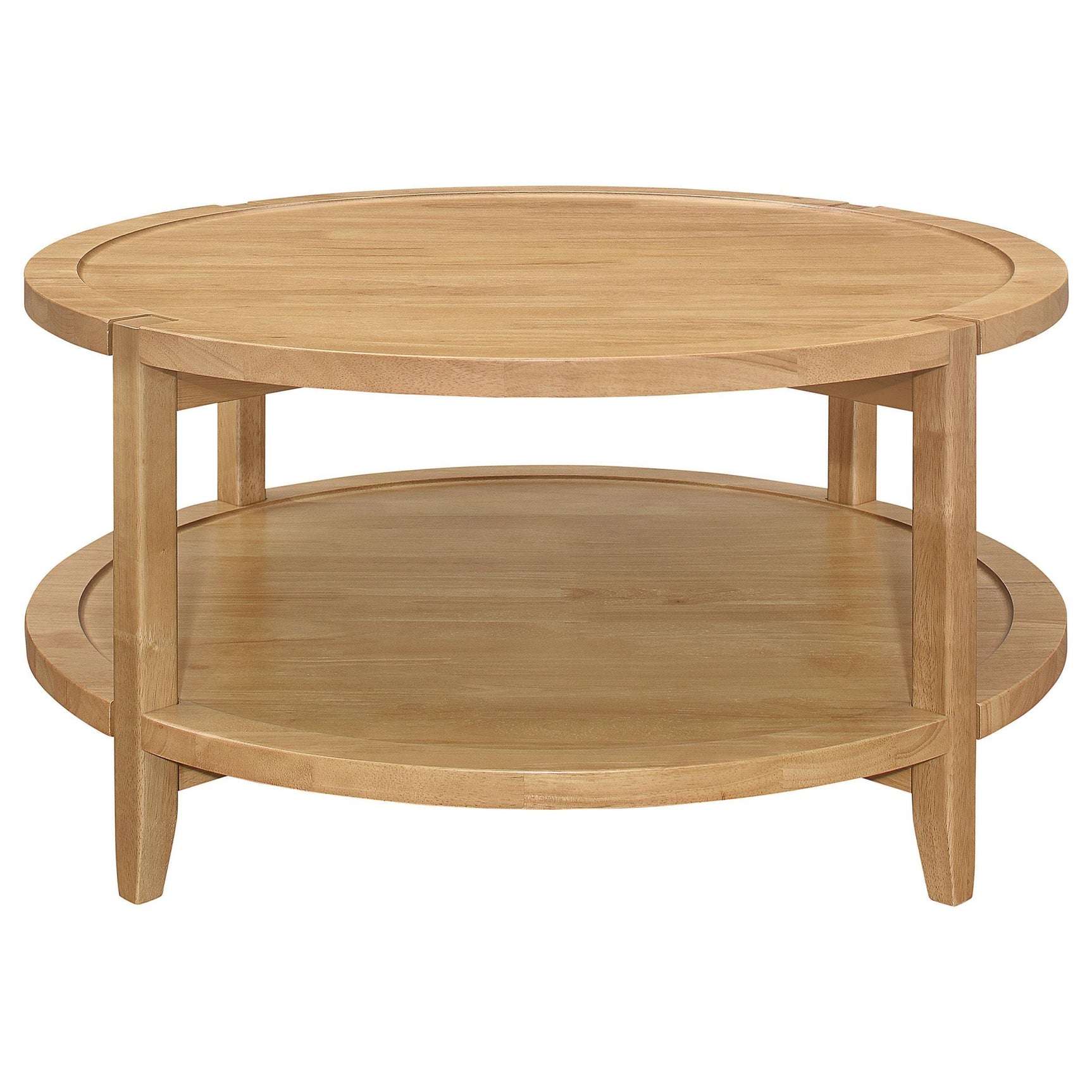 Camillo Round Solid Wood Coffee Table Maple Brown 709698 - Ella Furniture