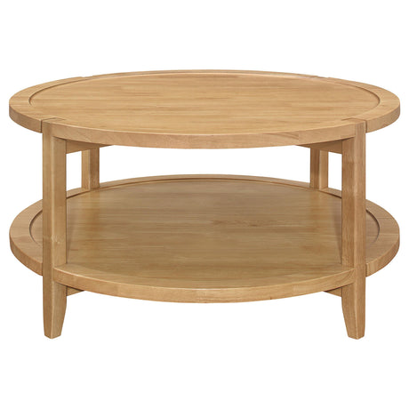 Camillo Round Solid Wood Coffee Table Maple Brown 709698 - Ella Furniture