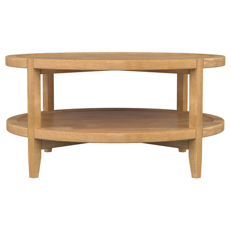 Camillo Round Solid Wood Coffee Table Maple Brown 709698 - Ella Furniture