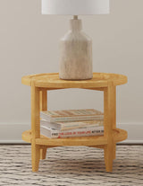Camillo Round Solid Wood Side End Table Maple Brown 709697 - Ella Furniture