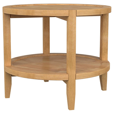 Camillo Round Solid Wood Side End Table Maple Brown 709697 - Ella Furniture