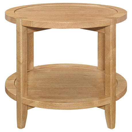 Camillo Round Solid Wood Side End Table Maple Brown 709697 - Ella Furniture