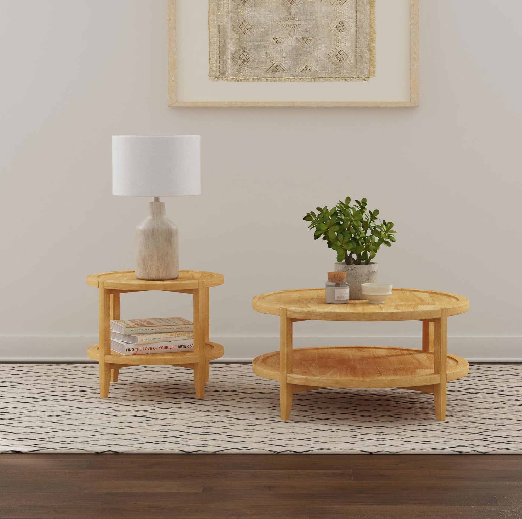 Camillo Round Solid Wood Side End Table Maple Brown 709697 - Ella Furniture