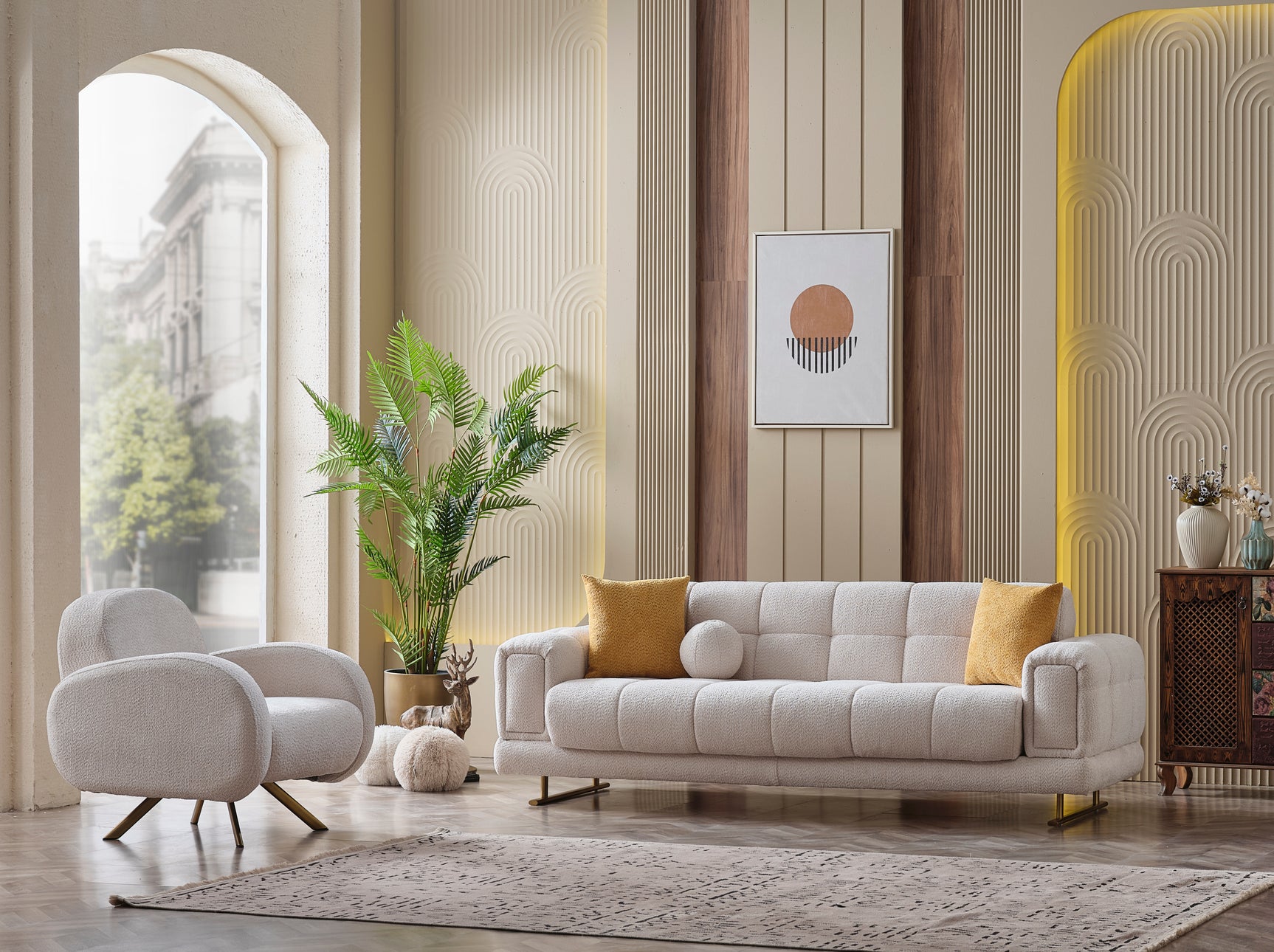 Cove Ivory Boucle Living Room Set [ETA: 05/30]