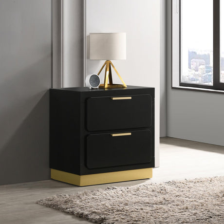 Caraway 2-Drawer Nightstand Bedside Table Black 224782 [ETA: 5/8/2024] - Ella Furniture