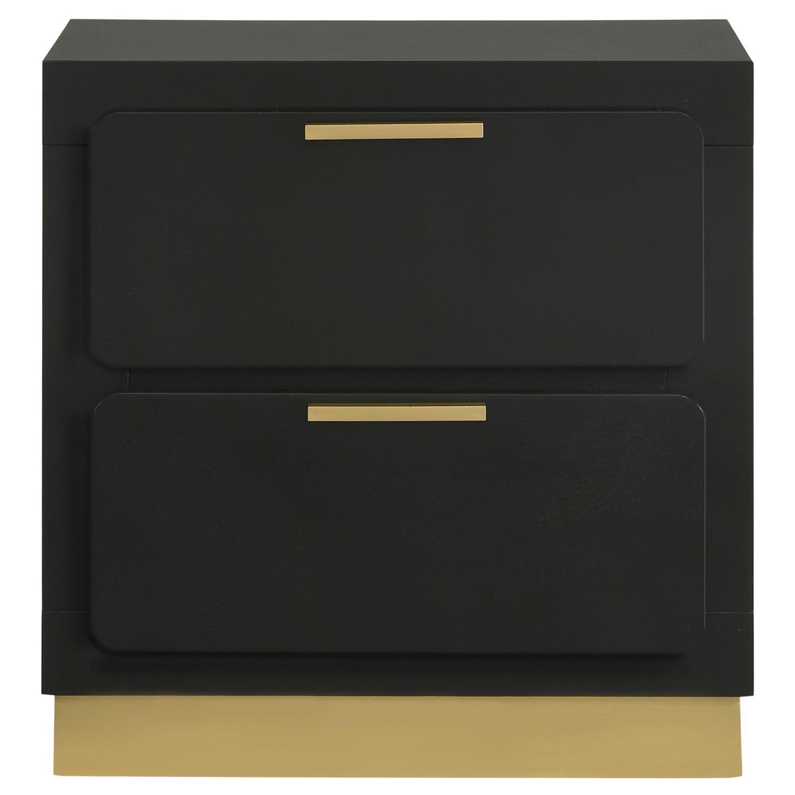 Caraway 2-Drawer Nightstand Bedside Table Black 224782 [ETA: 5/8/2024] - Ella Furniture