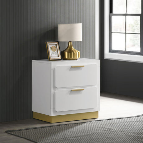 Caraway 2-Drawer Nightstand Bedside Table White 224772 [ETA: 5/8/2024] - Ella Furniture
