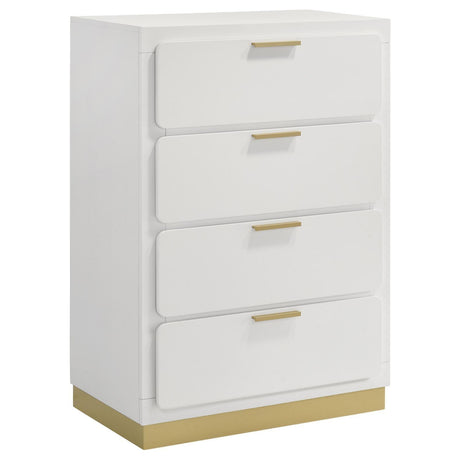 Caraway 4-Drawer Bedroom Chest White 224775 [ETA: 5/8/2024] - Ella Furniture