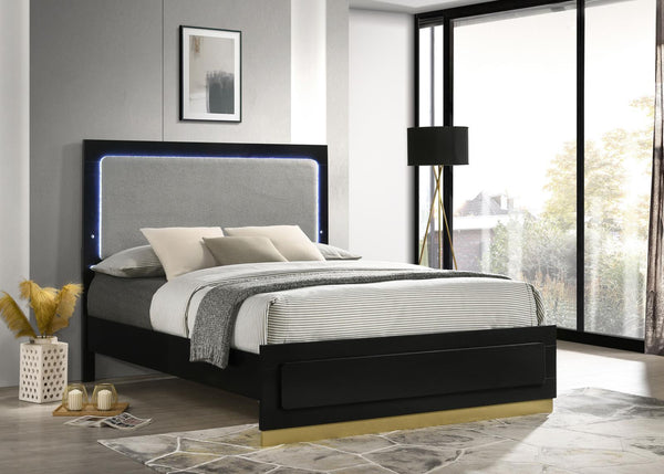 Caraway Eastern King Bed With LED Headboard Black And Grey 224781Ke [ETA: 5/8/2024] - Ella Furniture