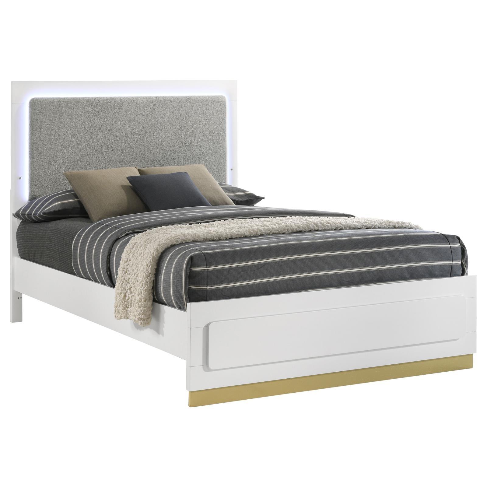 Caraway Eastern King Bed With LED Headboard White And Grey 224771Ke [ETA: 5/8/2024] - Ella Furniture
