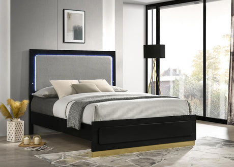 Caraway Queen Bed With LED Headboard Black And Grey 224781Q [ETA: 5/8/2024] - Ella Furniture