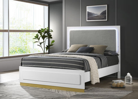 Caraway Queen Bed With LED Headboard White And Grey 224771Q [ETA: 5/8/2024] - Ella Furniture