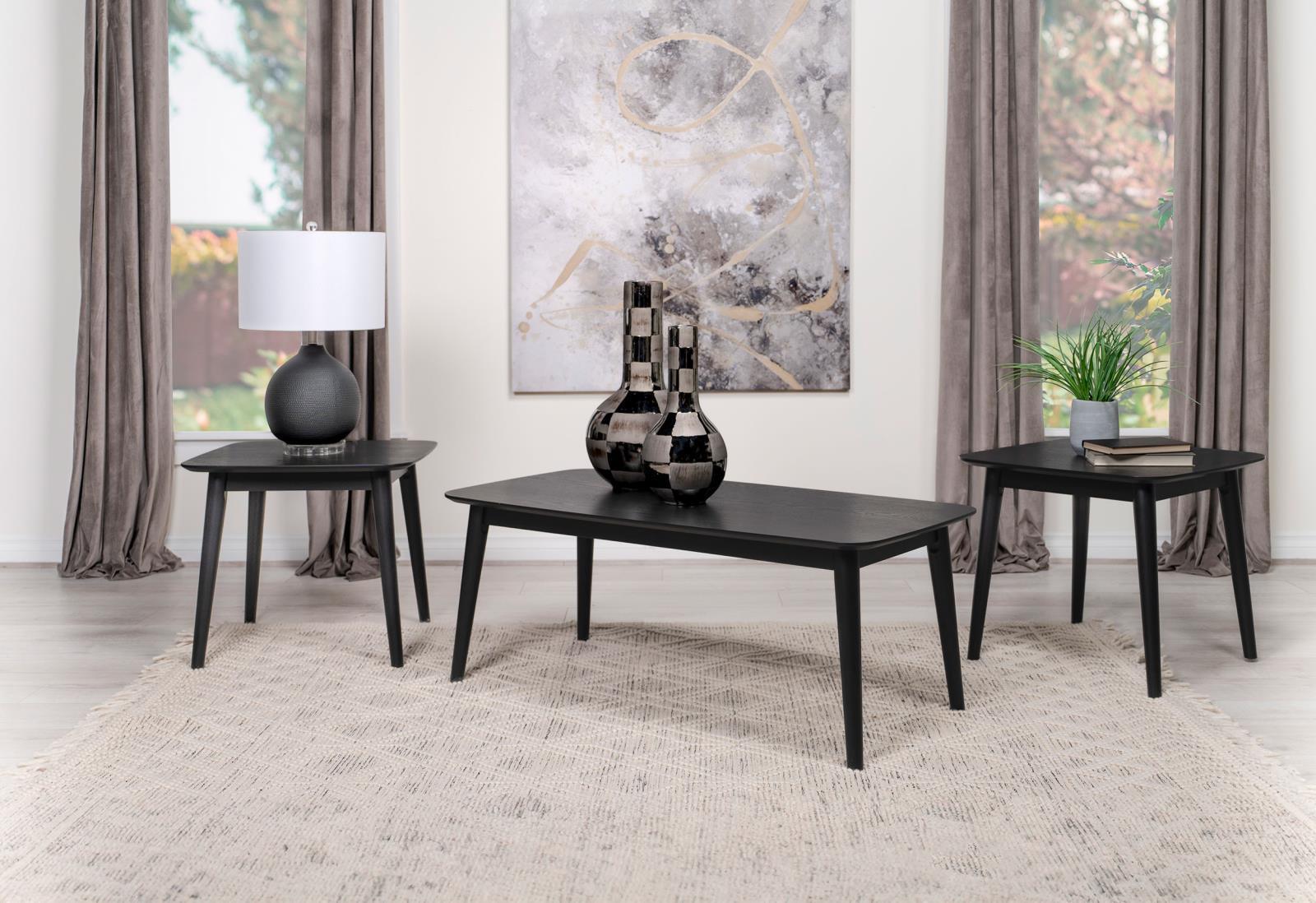 Carey 3-Piece Occasional Set With Coffee And End Tables Black 708490 - Ella Furniture