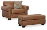 Carianna Caramel Chair And Ottoman - Ella Furniture