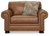 Carianna Caramel Chair And Ottoman - Ella Furniture