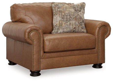 Carianna Caramel Chair And Ottoman - Ella Furniture