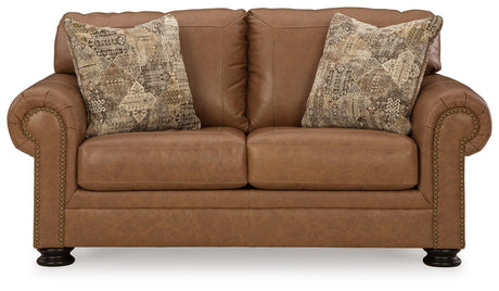 Carianna Caramel Sofa, Loveseat, Chair And Ottoman - Ella Furniture