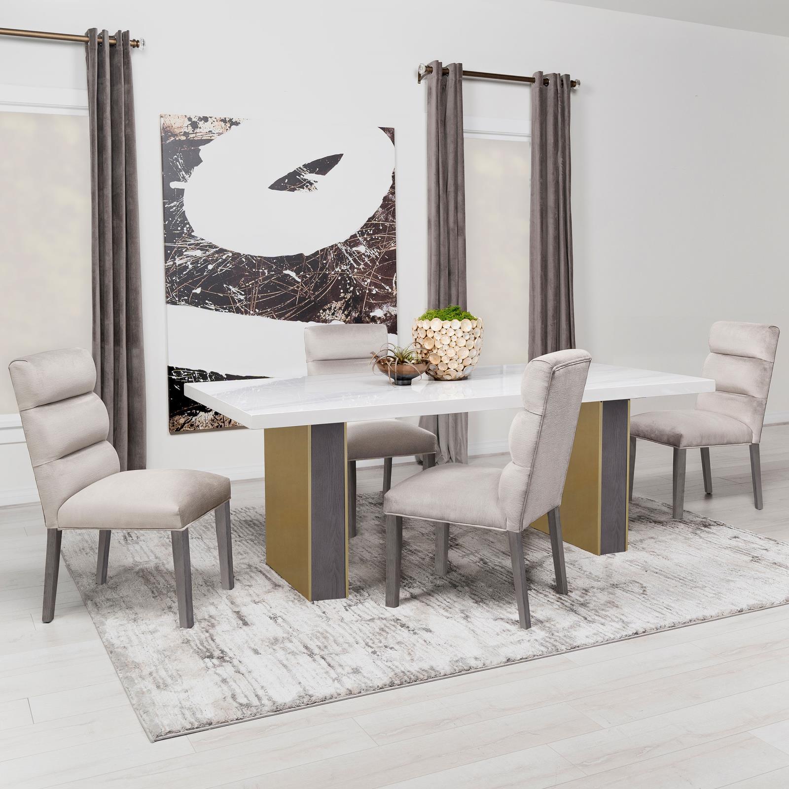 Carla Upholstered Dining Side Chair Stone (Set Of 2) 106683 - Ella Furniture