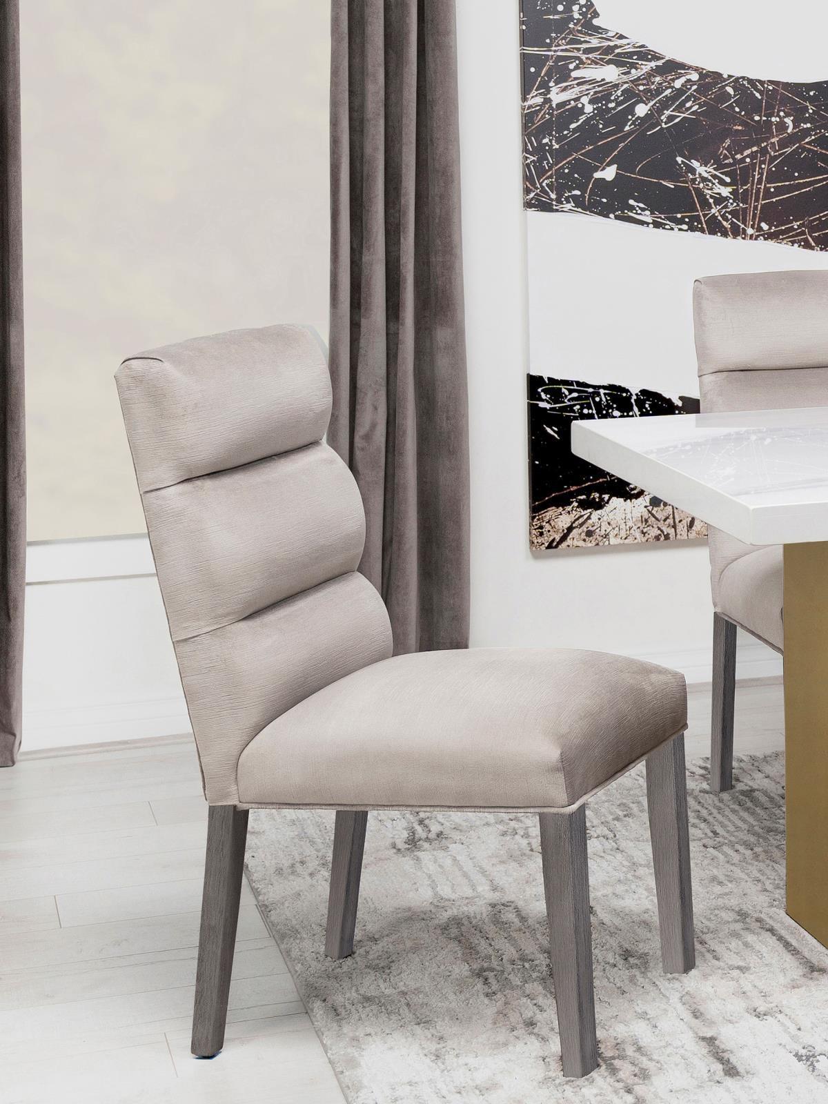 Carla Upholstered Dining Side Chair Stone (Set Of 2) 106683 - Ella Furniture