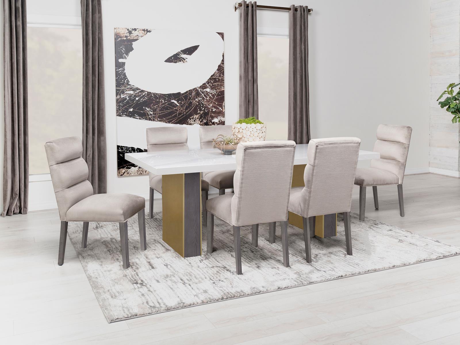 Carla Upholstered Dining Side Chair Stone (Set Of 2) 106683 - Ella Furniture