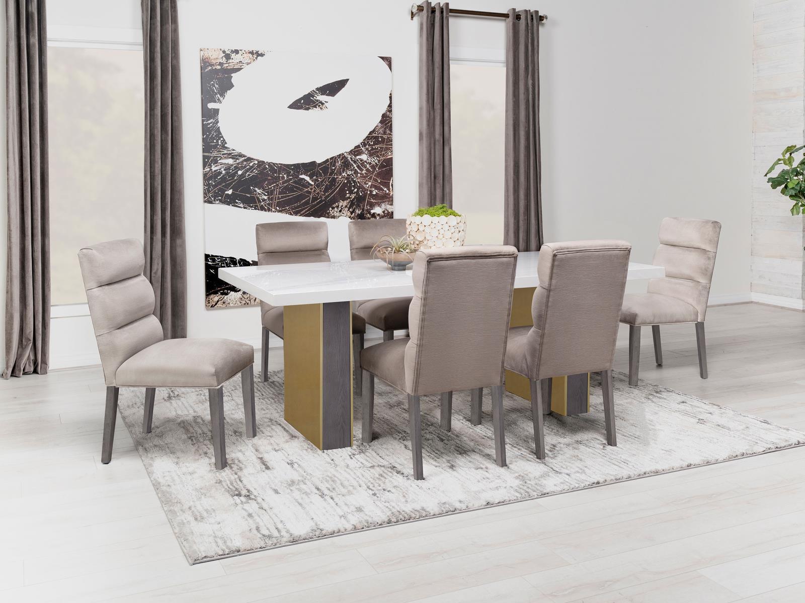 Carla Upholstered Dining Side Chair Stone (Set Of 2) 106683 - Ella Furniture